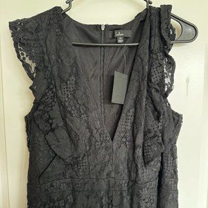 Women's Molinetto Black Lace Ruffled Sleeveless Jumpsuit